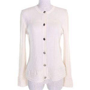 CHANEL 25SS P78678 Cashmere Silk Coco Mark Button Long Sleeve Ribbed Knit